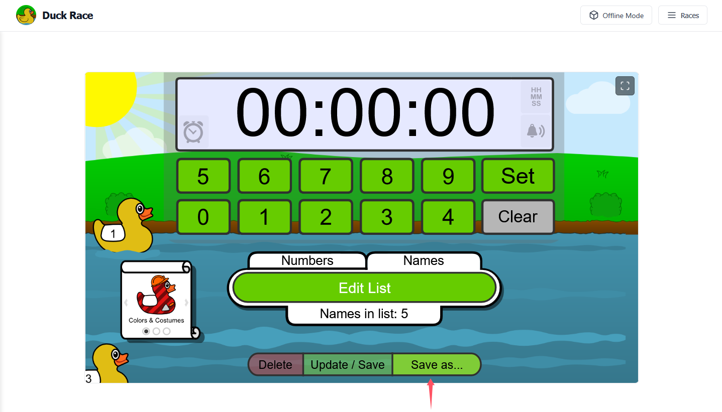 Save as button in game interface